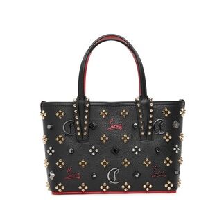 CHRISTIAN LOUBOUTIN Studded Black Leather Cabata mini loubinthesky Handbag Purse